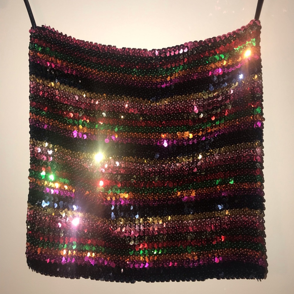 Rainbow sequin mini skirt
